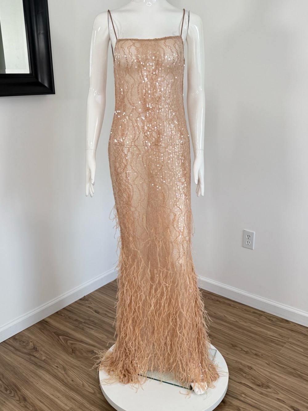 NWOT RETROFETE ODESSA SEQUIN FEATHER DRESS SIZE S $1998 - Picture 6 of 14